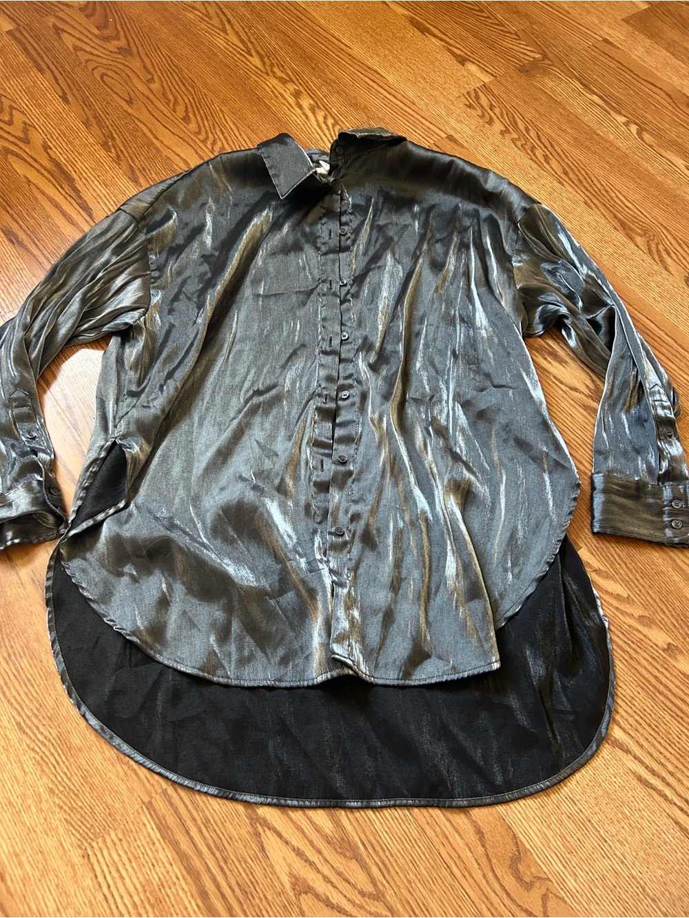 H&M Metallic Silver Longline blouse